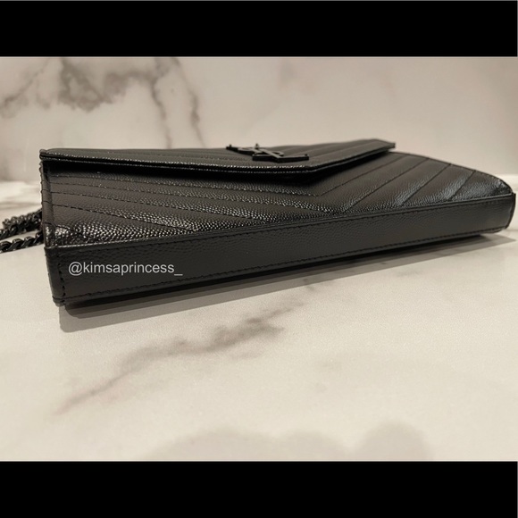 Saint Laurent Monogram Matelassé Leather Wallet On Chain - WOC - Black - Large - Picture 2 of 6
